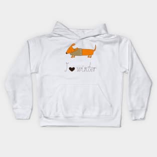 Winter dachshund Kids Hoodie